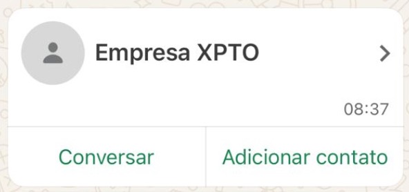 Cartão de contato recebido pelo cliente