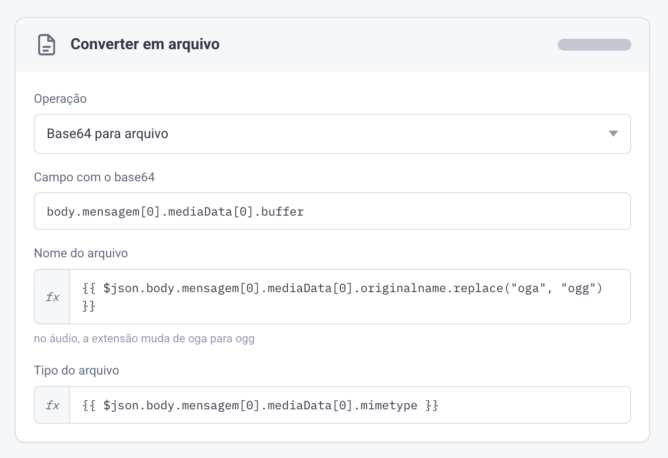 Exemplo no n8n de como resgatar o arquivo na biblioteca Pro