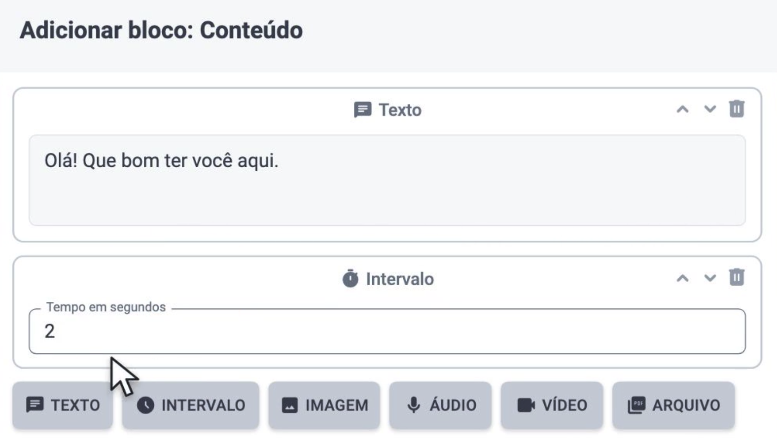 FlowBuilder Formulário Bloco de Conteúdo