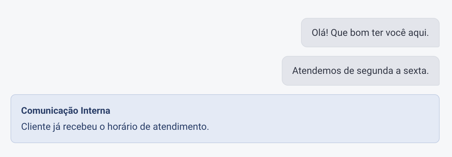 Exemplo de mensagem interna na conversa