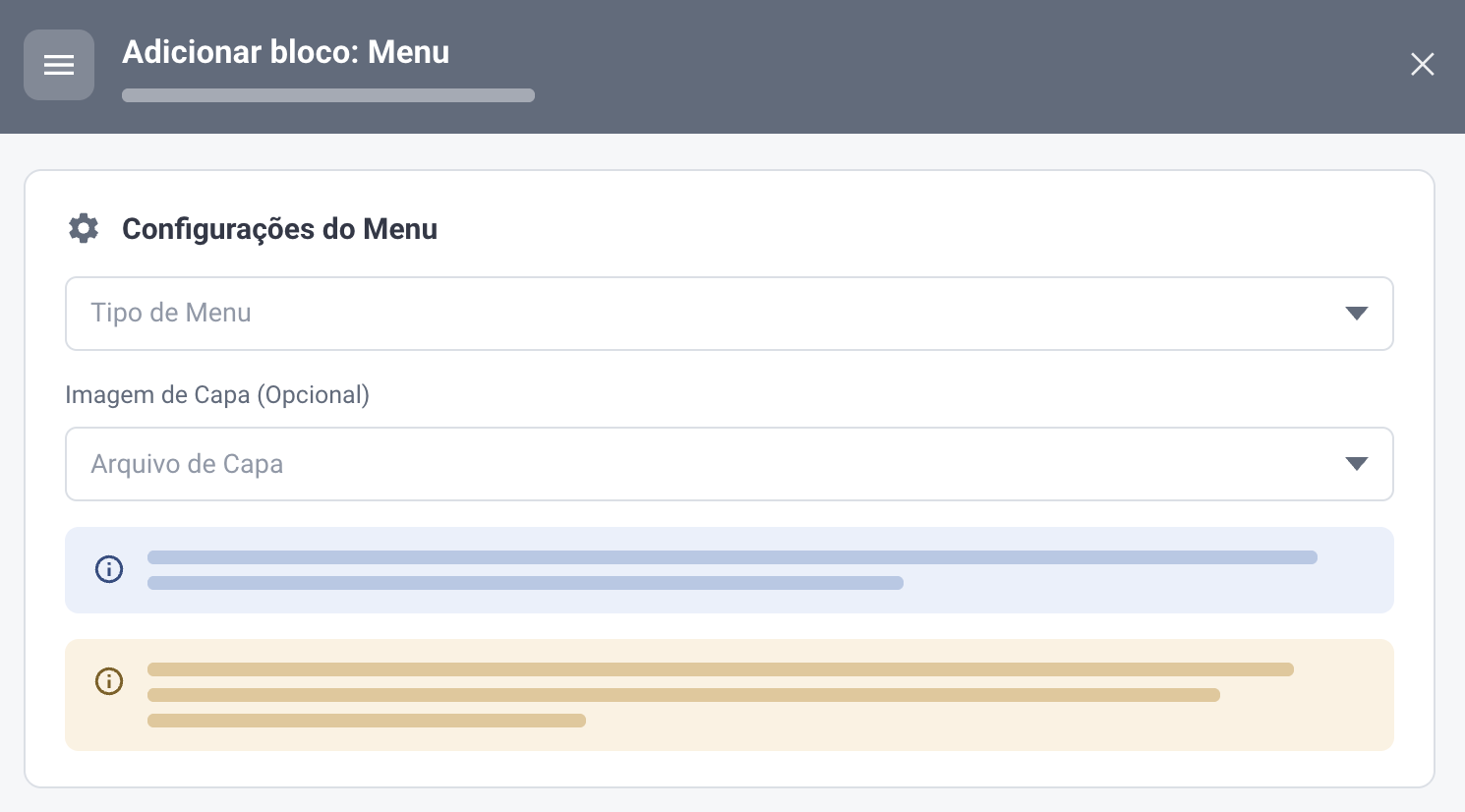 Formulário Flowbuilder Menu